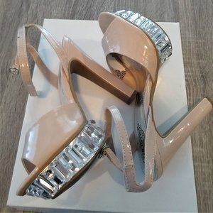Unlisted Beige Rhinestone High Heels